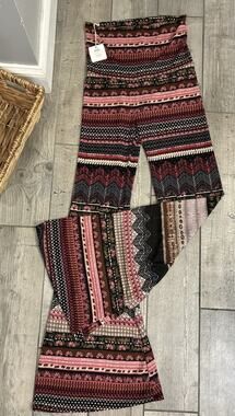 Temple Ro Rose Knit Temple Pant Bell Bottom Flare Boho Festival Pants Size M